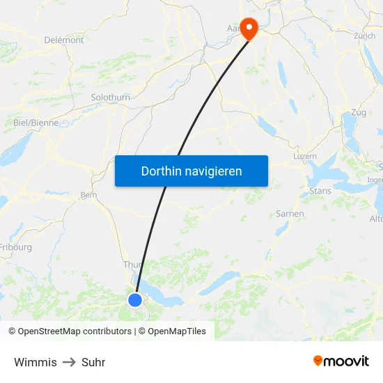 Wimmis to Suhr map