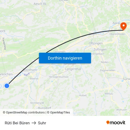 Rüti Bei Büren to Suhr map