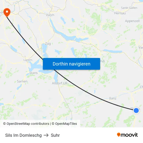 Sils Im Domleschg to Suhr map