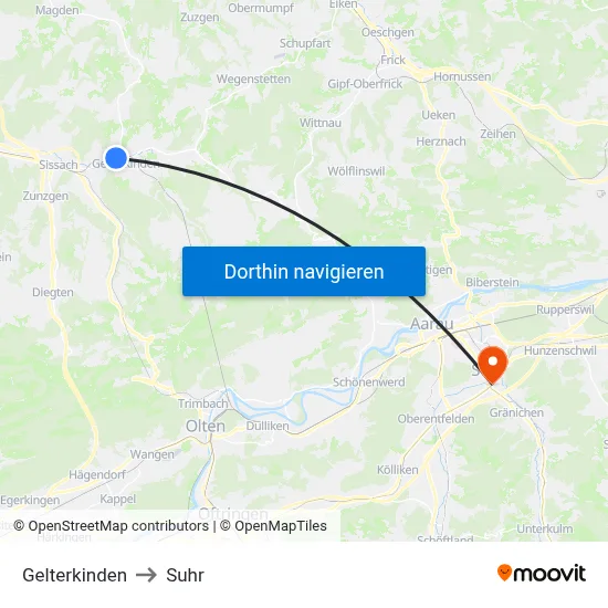 Gelterkinden to Suhr map