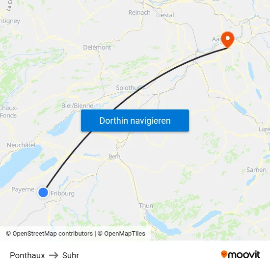 Ponthaux to Suhr map