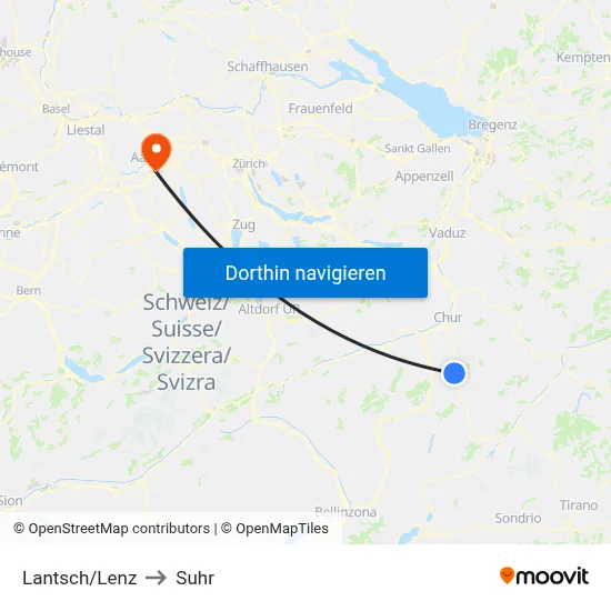 Lantsch/Lenz to Suhr map