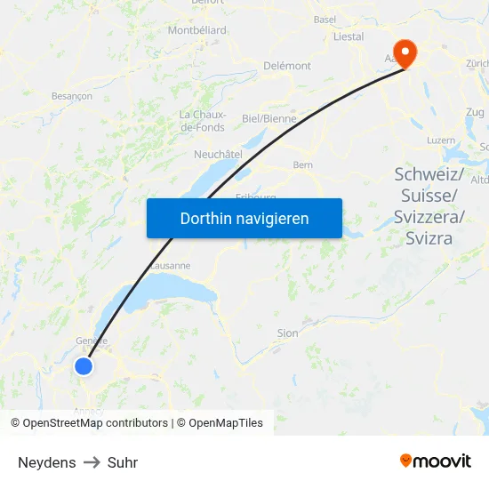 Neydens to Suhr map