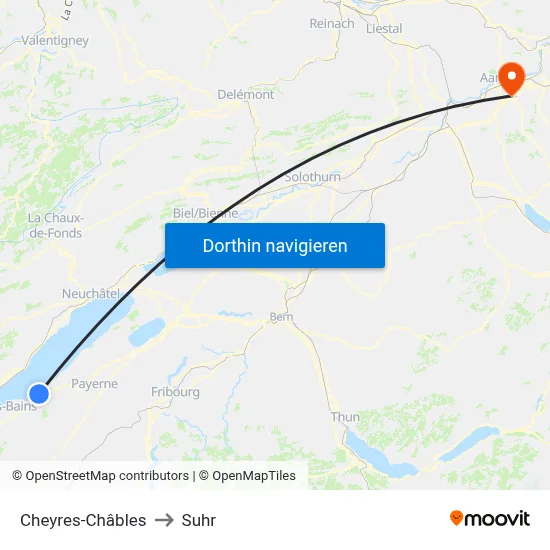 Cheyres-Châbles to Suhr map