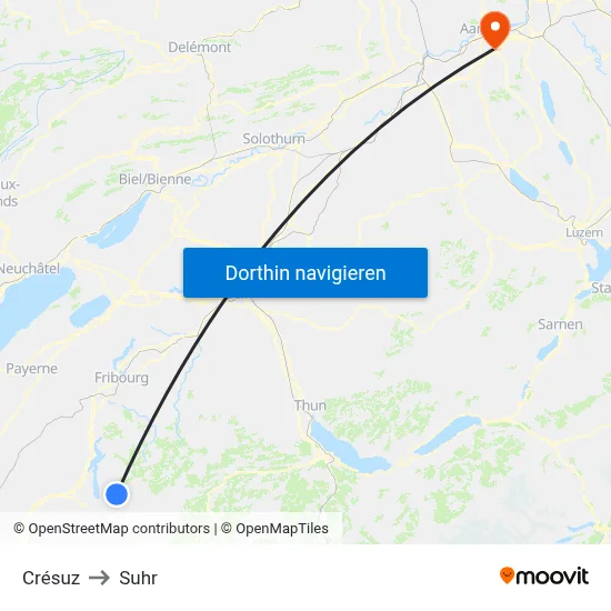 Crésuz to Suhr map