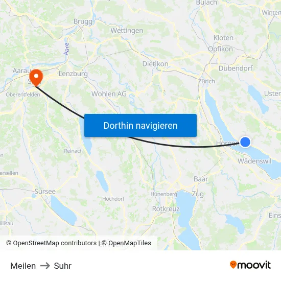 Meilen to Suhr map
