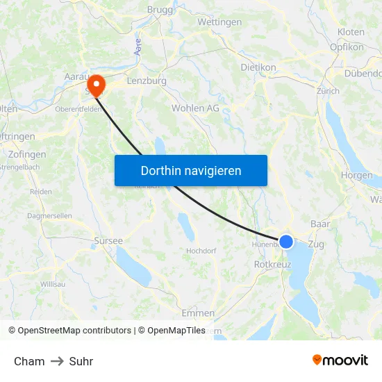 Cham to Suhr map