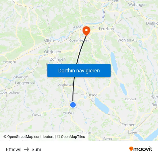 Ettiswil to Suhr map