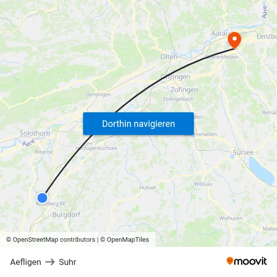 Aefligen to Suhr map