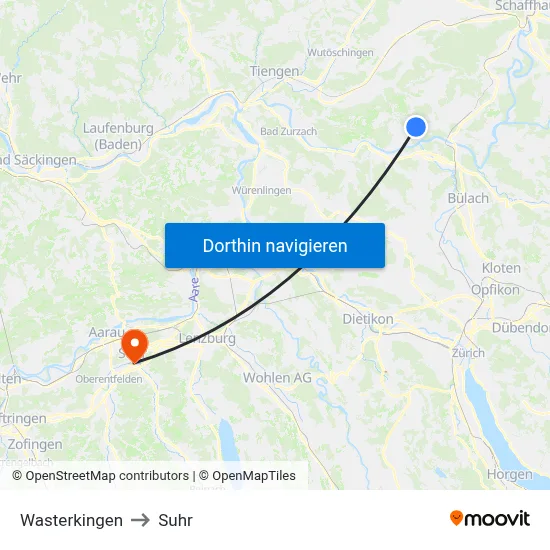 Wasterkingen to Suhr map