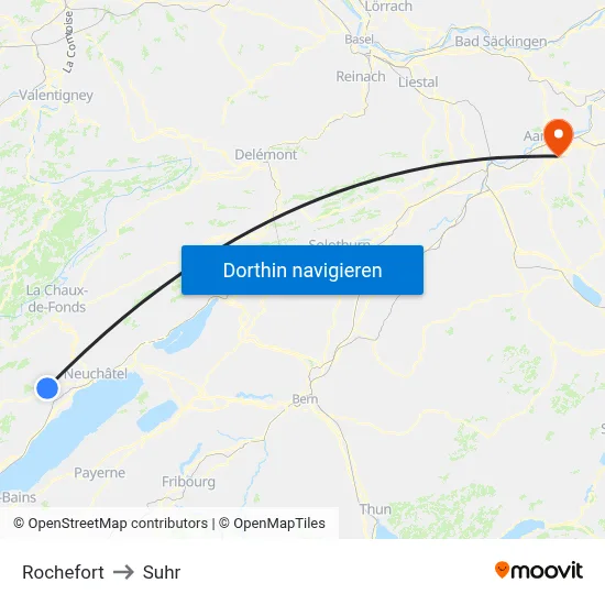 Rochefort to Suhr map