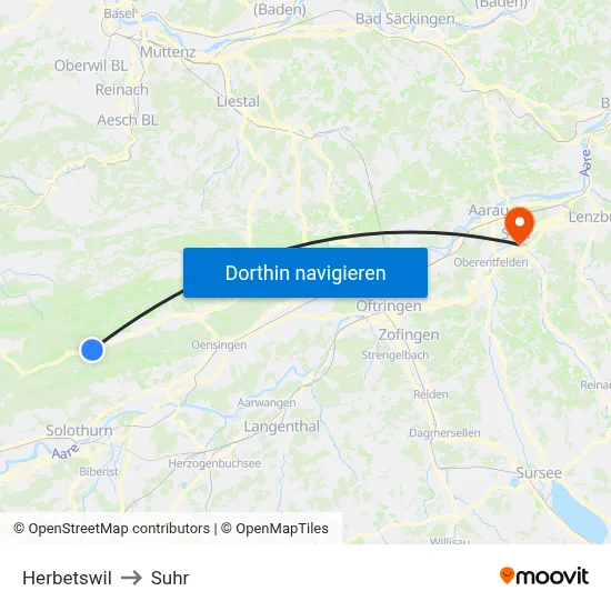 Herbetswil to Suhr map