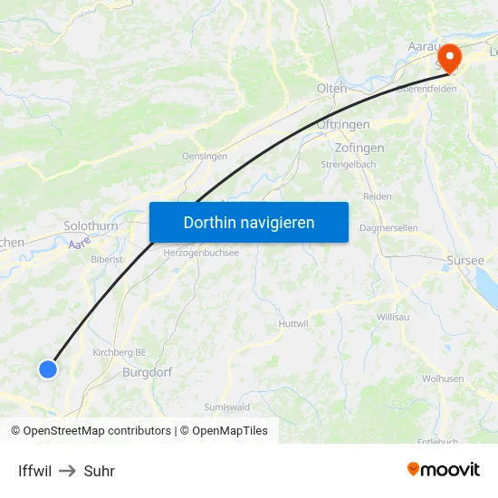 Iffwil to Suhr map