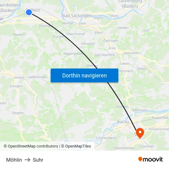 Möhlin to Suhr map