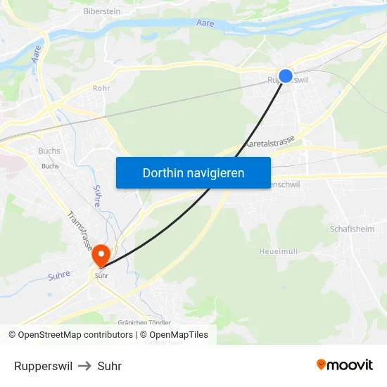 Rupperswil to Suhr map
