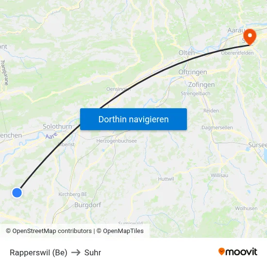 Rapperswil (Be) to Suhr map