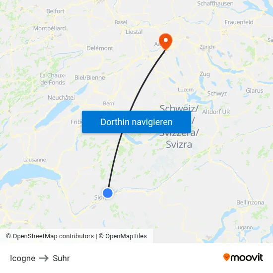 Icogne to Suhr map