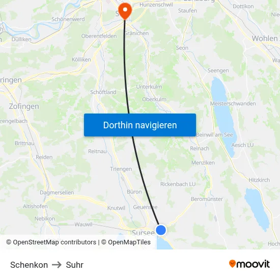 Schenkon to Suhr map