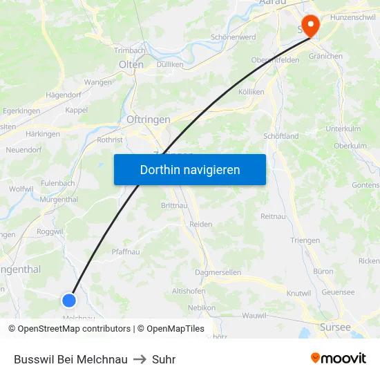 Busswil Bei Melchnau to Suhr map