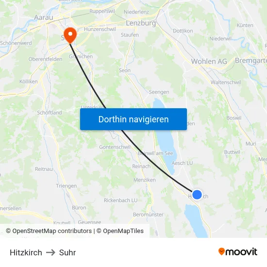 Hitzkirch to Suhr map