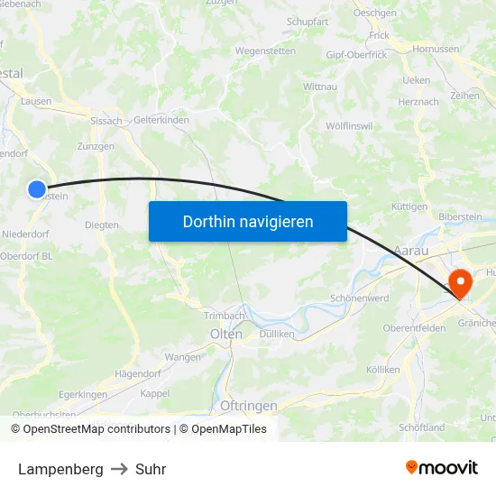 Lampenberg to Suhr map