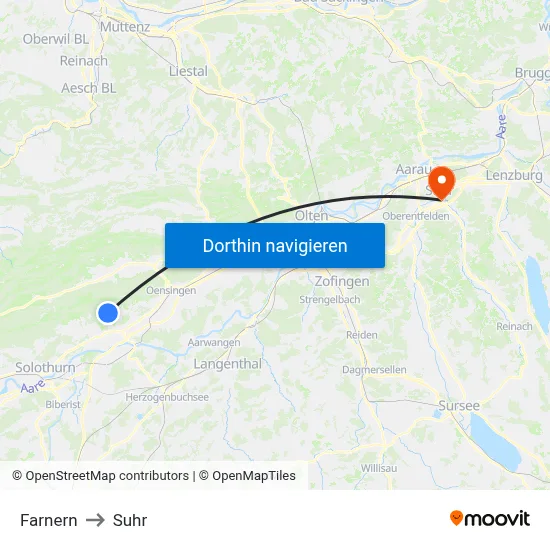 Farnern to Suhr map