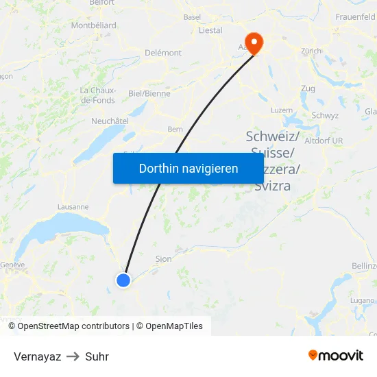 Vernayaz to Suhr map