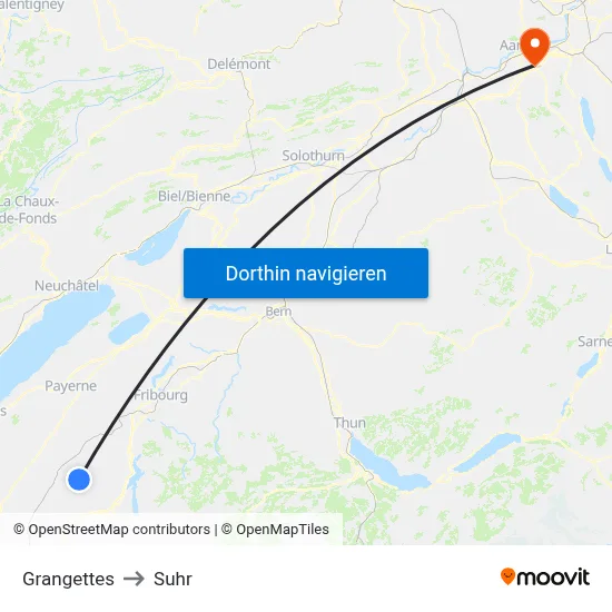 Grangettes to Suhr map
