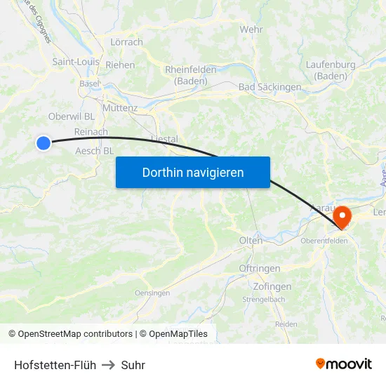 Hofstetten-Flüh to Suhr map