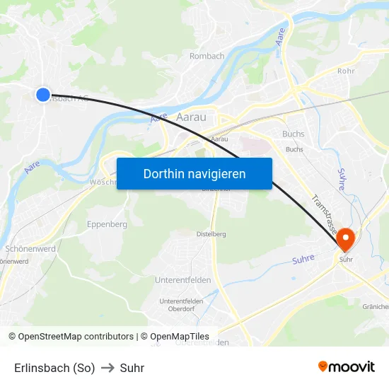 Erlinsbach (So) to Suhr map