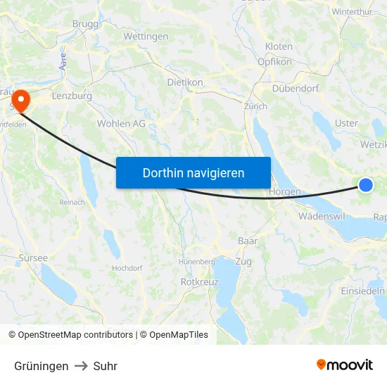 Grüningen to Suhr map