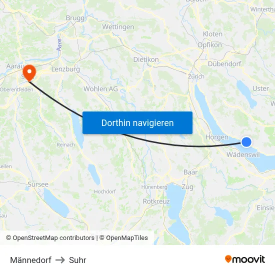 Männedorf to Suhr map