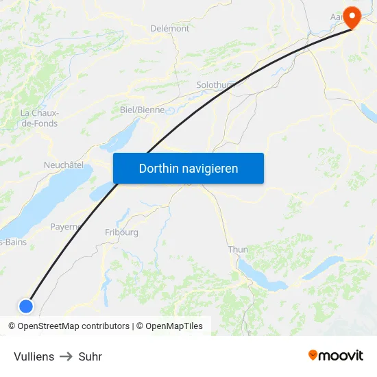 Vulliens to Suhr map