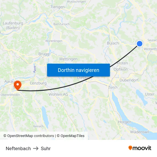 Neftenbach to Suhr map