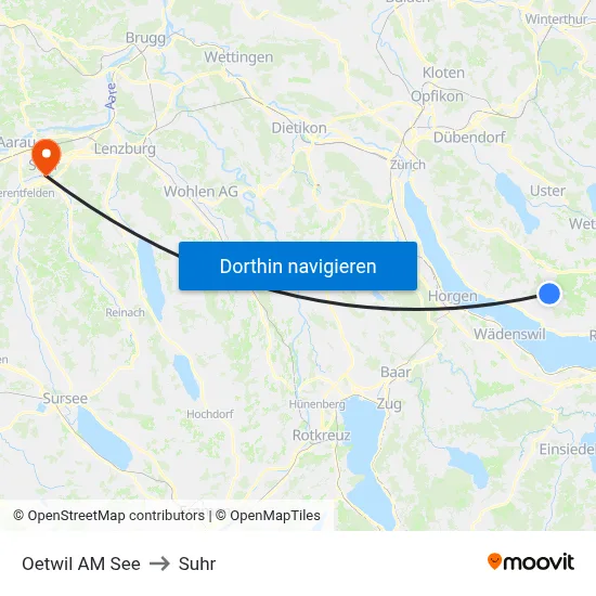 Oetwil AM See to Suhr map