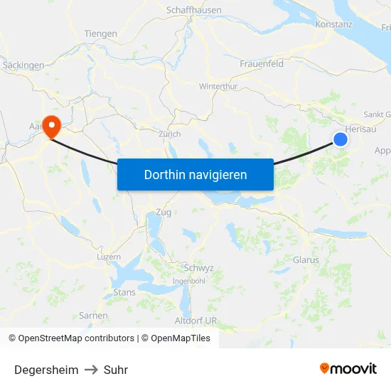 Degersheim to Suhr map
