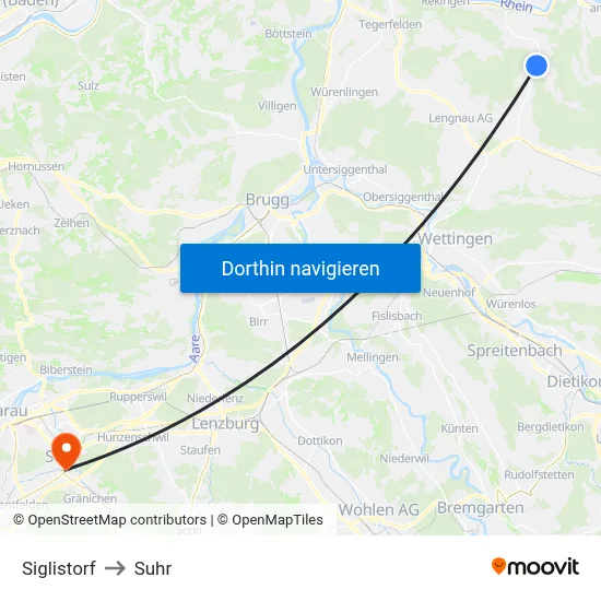 Siglistorf to Suhr map