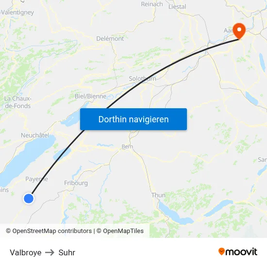 Valbroye to Suhr map