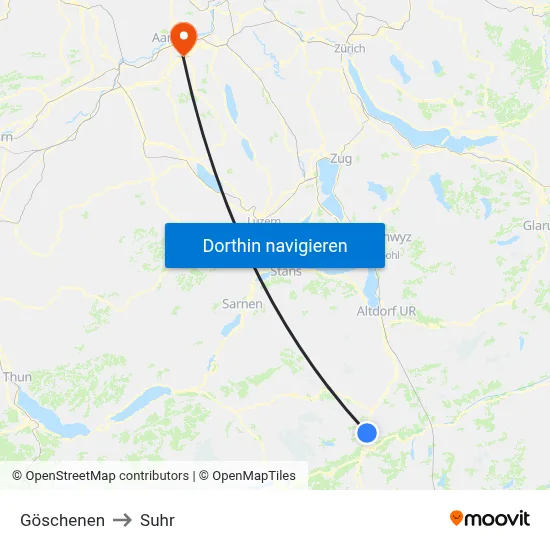 Göschenen to Suhr map