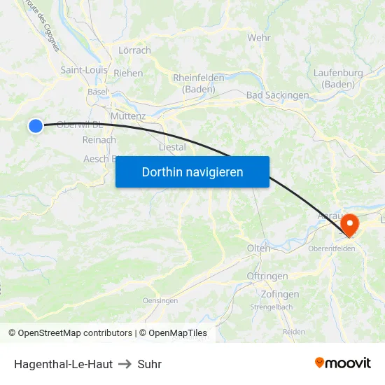 Hagenthal-Le-Haut to Suhr map