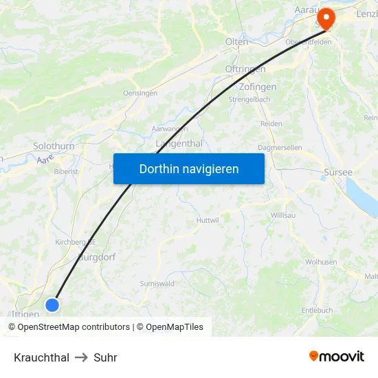 Krauchthal to Suhr map