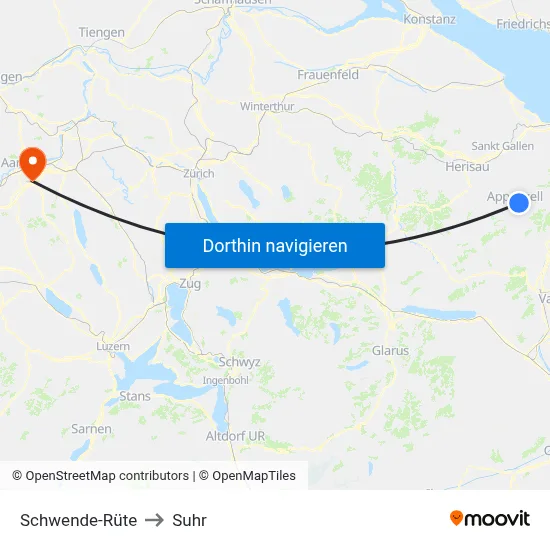 Schwende-Rüte to Suhr map