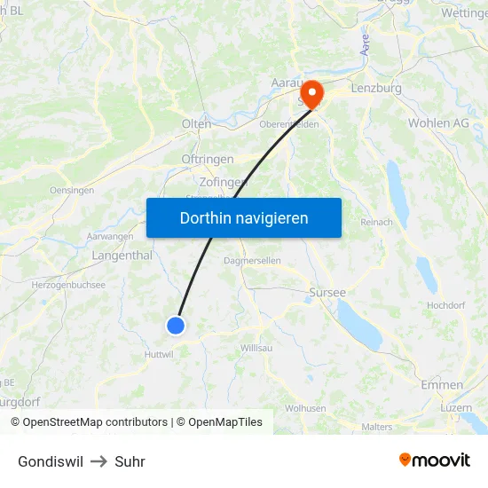 Gondiswil to Suhr map
