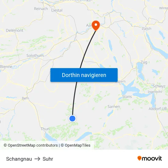 Schangnau to Suhr map