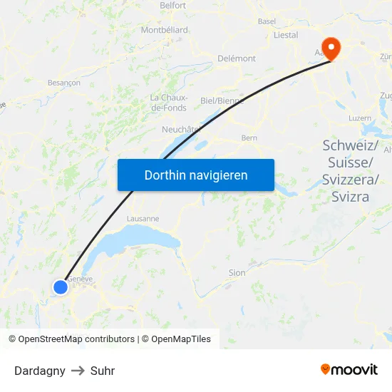 Dardagny to Suhr map