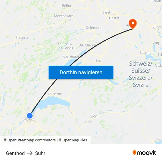 Genthod to Suhr map