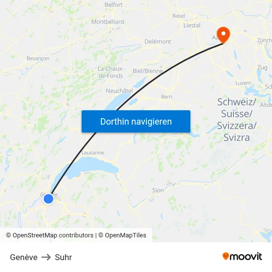 Genève to Suhr map