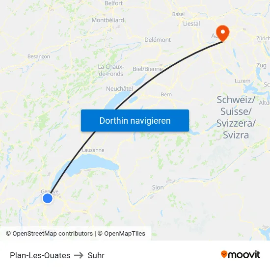 Plan-Les-Ouates to Suhr map