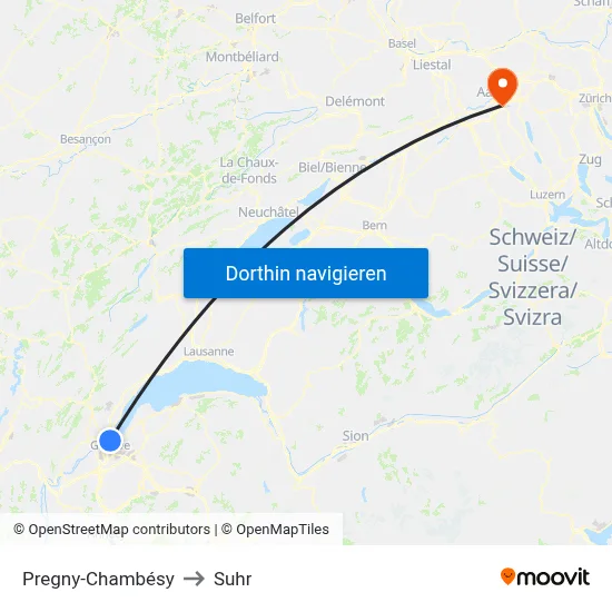 Pregny-Chambésy to Suhr map