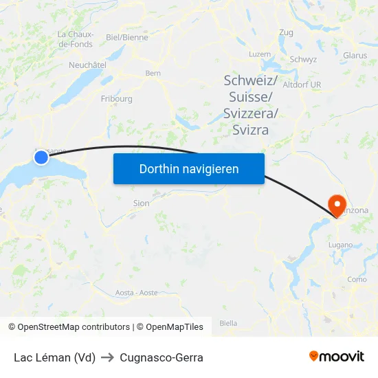 Lac Léman (Vd) to Cugnasco-Gerra map